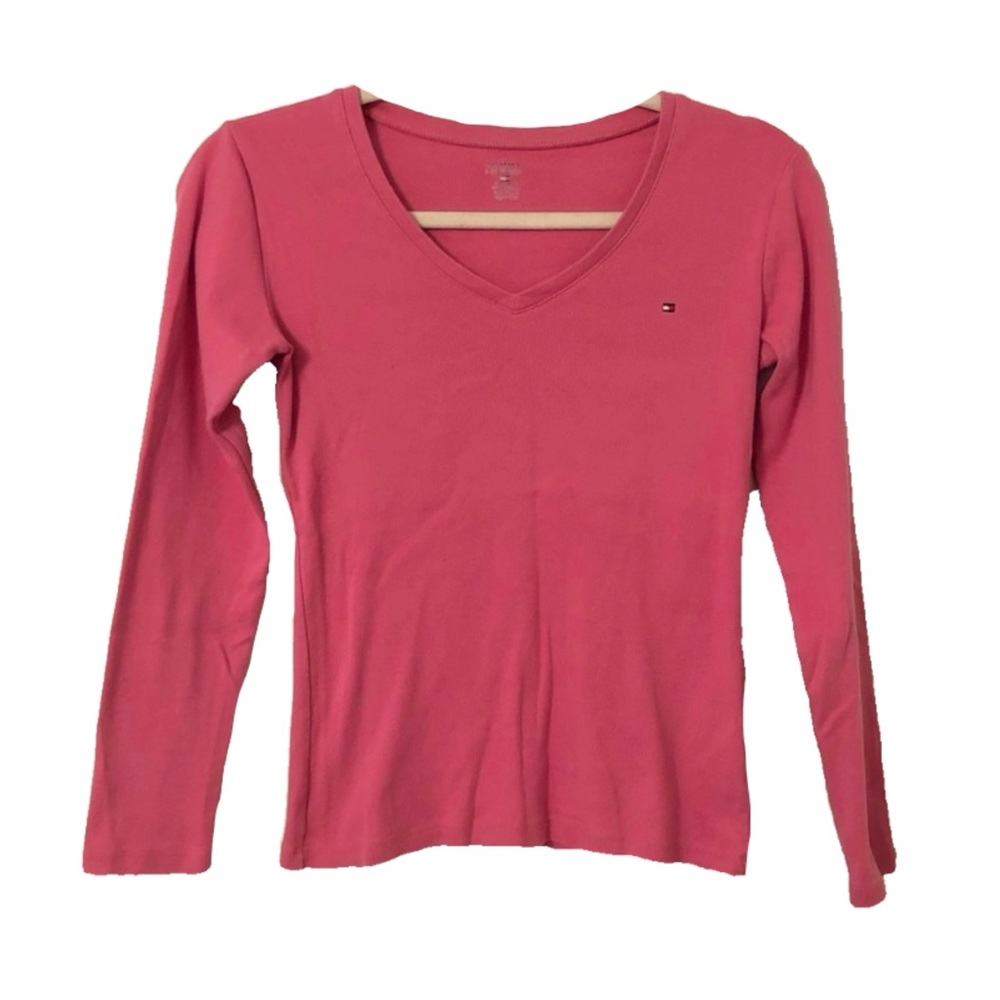 Tommy Hilfiger Pink V-Neck Long Sleeve